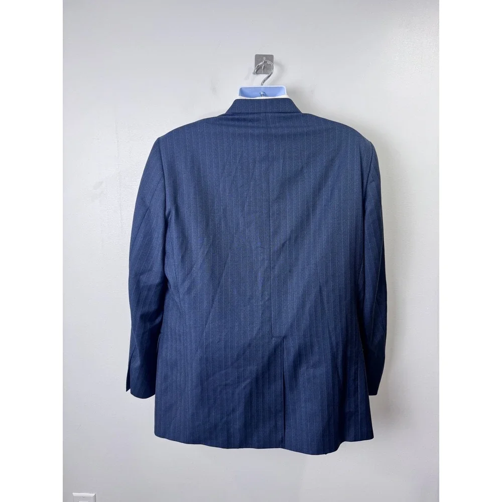 J. Press Men Navy Pinstripe Vitale Barberis Canonico Wool Sport Coat 44R